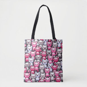 patroon met schattige kawaï - doodle cats 2 tote bag