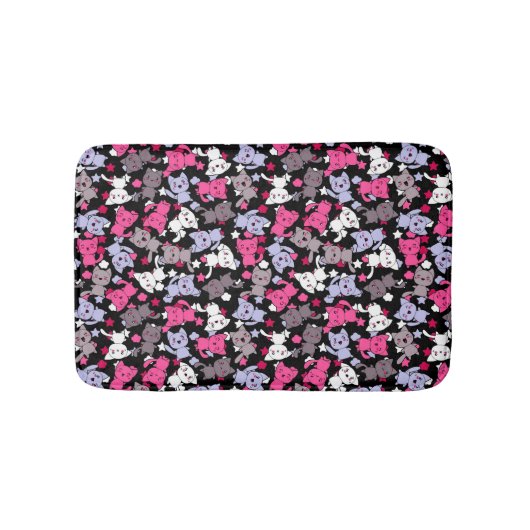 patroon met schattige kawaii - doodle katten 3 badmat (Voorkant)