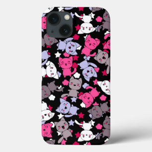 patroon met schattige kawaii - doodle katten 3 iPhone 13 hoesje