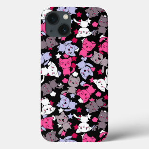 patroon met schattige kawaii - doodle katten 3 iPhone 13 hoesje
