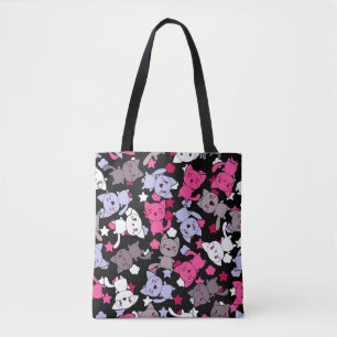 patroon met schattige kawaii - doodle katten 3 draagtas