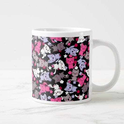 patroon met schattige kawaii - doodle katten 3 extra grote beker (Rechts)