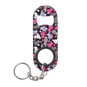 patroon met schattige kawaii - doodle katten 3 mini flessenopener