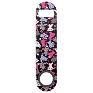 patroon met schattige kawaii - doodle katten 3 speed flessenopener