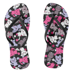 patroon met schattige kawaii - doodle katten 3 teenslippers