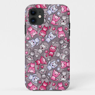 patroon met schattige kawaii doodle katten iPhone 11 hoesje