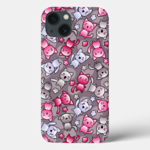 patroon met schattige kawaii doodle katten iPhone 13 hoesje