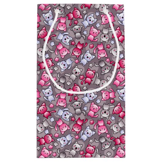 patroon met schattige kawaii doodle katten klein cadeauzakje (Achterkant)