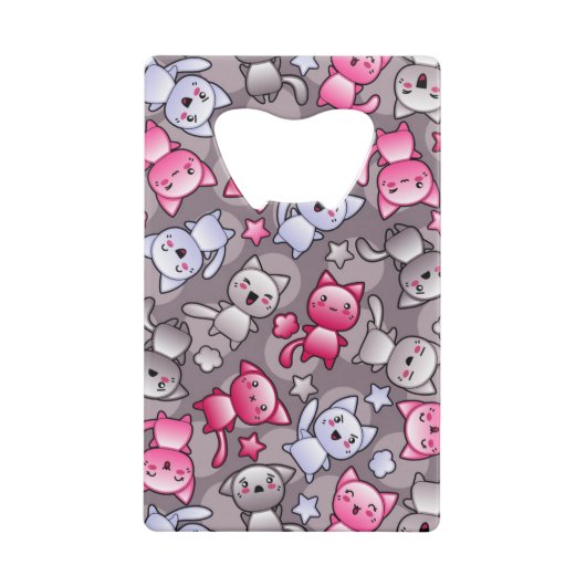 patroon met schattige kawaii doodle katten kredietkaart flessenopener (Achterkant)
