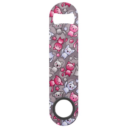 patroon met schattige kawaii doodle katten speed flessenopener (Voorkant)