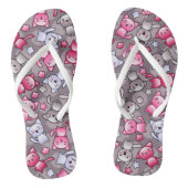 patroon met schattige kawaii doodle katten teenslippers (Voetbed)