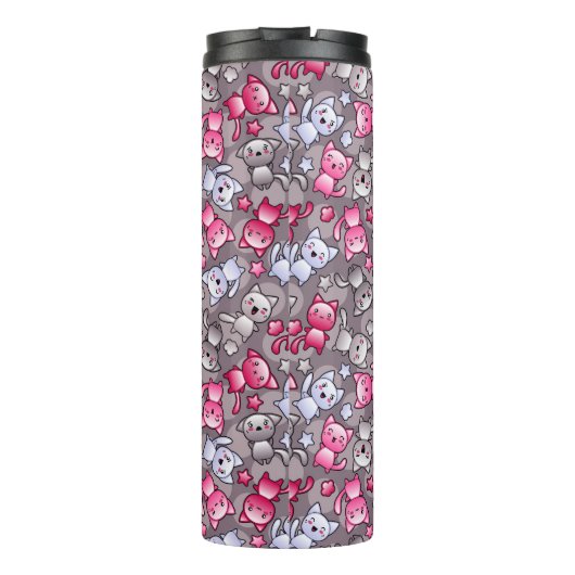 patroon met schattige kawaii doodle katten thermosbeker (Achterkant)