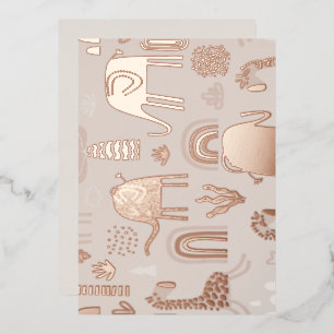 patroon met schattige olifanten en giraffen folie uitnodiging