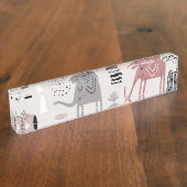 patroon met schattige olifanten en giraffen naambordje (Zijkant)