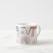 patroon met schattige olifanten en reuzengiraffes espresso kop (Voorkant rechts)