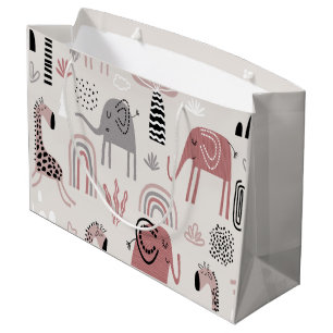patroon met schattige olifanten en reuzengiraffes groot cadeauzakje