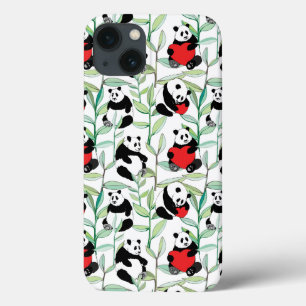 patroon met schattige panda's met harten iPhone 13 hoesje
