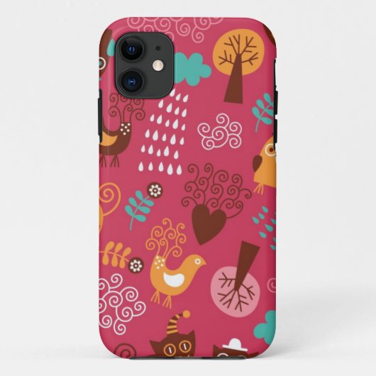 Patroon met schattige vogels en katten Case-Mate iPhone case (Achterkant)