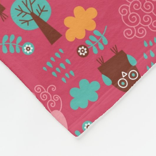 Patroon met schattige vogels en katten fleece deken (Hoek)