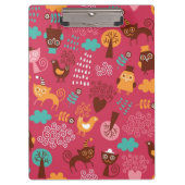 Patroon met schattige vogels en katten klembord (Voorkant)