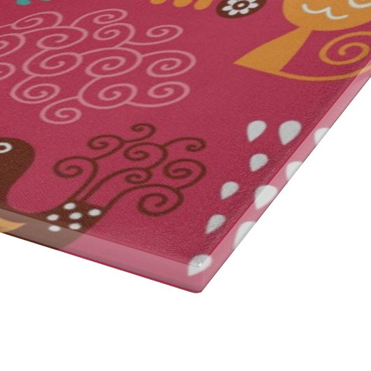 Patroon met schattige vogels en katten snijplank (Hoek)