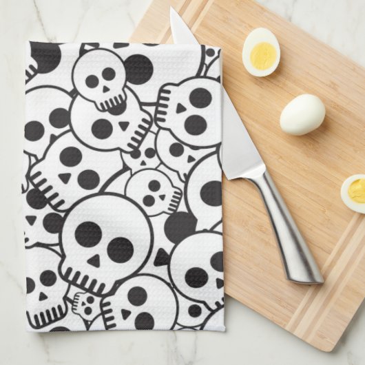 Patroon met schedels theedoek (Quarter Fold)