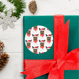 Patroon met sterren voor Kerstmis voor rashond Dui Ronde Sticker