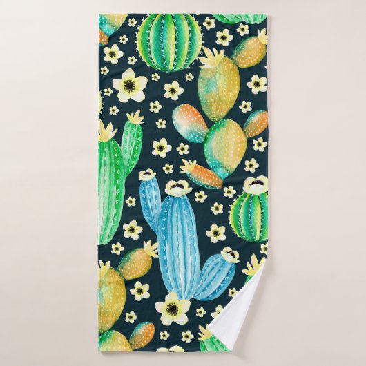  patroon met succulenten. Waterverf cactus Badhanddoek (Badhanddoek)