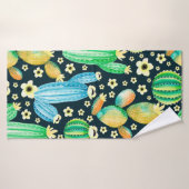  patroon met succulenten. Waterverf cactus Badhanddoek (Badhanddoek)