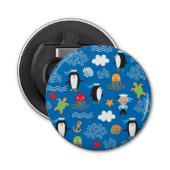 patroon met thema zee button flesopener (Voorkant)