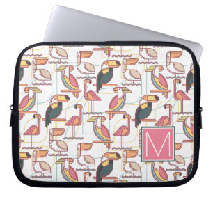 Patroon met tropische vogels   Voeg je Initiaal to Laptop Sleeve