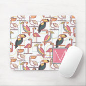 Patroon met tropische vogels | Voeg je Initiaal to Muismat (Met muis)