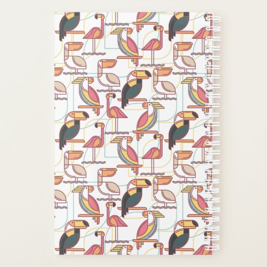 Patroon met tropische vogels | Voeg je Initiaal to Planner (Achterkant)