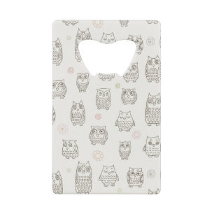 Patroon met uilen kredietkaart flessenopener