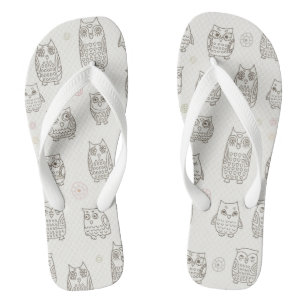 Patroon met uilen teenslippers