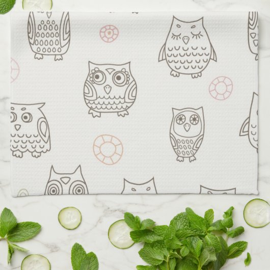 Patroon met uilen theedoek (Gevouwen)