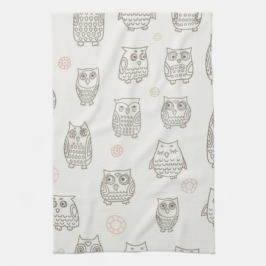 Patroon met uilen theedoek (Verticaal)