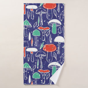  patroon met verschillende paddenstoelen. Autumn v Badhanddoek