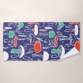 patroon met verschillende paddenstoelen. Autumn v Badhanddoek (Badhanddoek)
