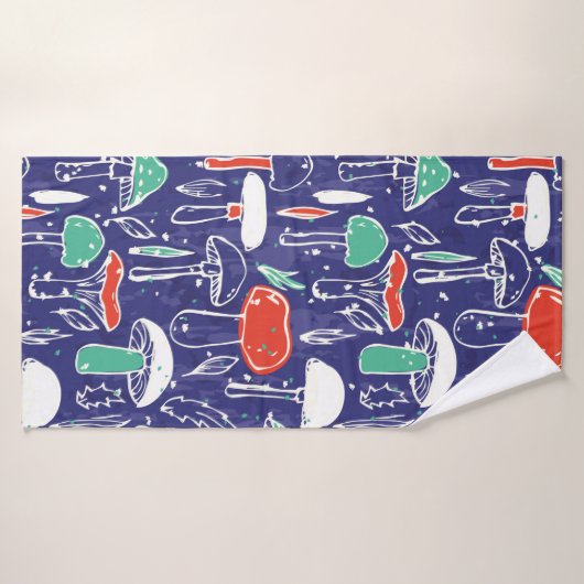 patroon met verschillende paddenstoelen. Autumn v Badhanddoek (Badhanddoek)