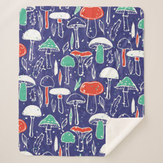patroon met verschillende paddenstoelen. Autumn v Sherpa Deken