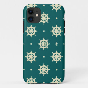 Patroon met vintage scheepswiel iPhone 11 hoesje