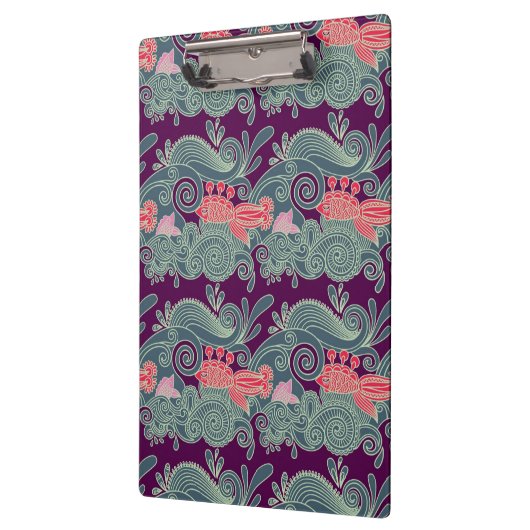 Patroon met vis en Paarse golven Klembord (Links)