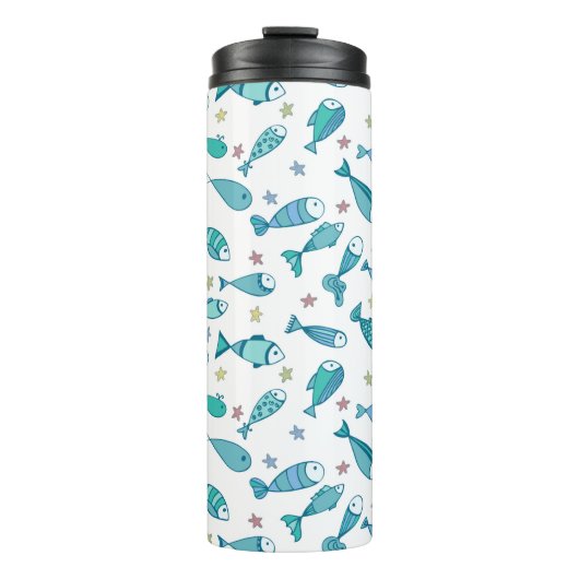Patroon met vis en vis thermosbeker (Voorkant)