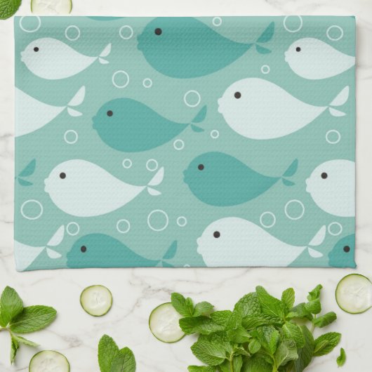 patroon met vis theedoek (Gevouwen)