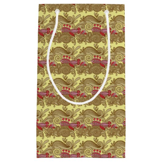 Patroon met vissen en golven klein cadeauzakje (Voorkant)