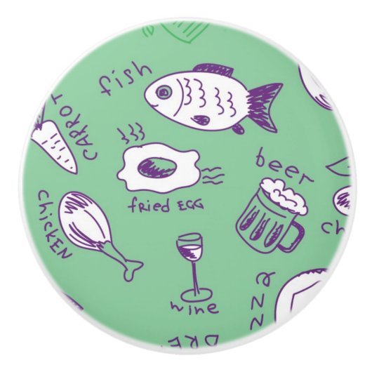 Patroon met voedsel keramische knop (Voorkant)