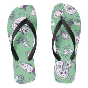 Patroon met voedsel teenslippers