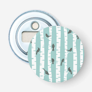 Patroon met vogels en bomen button flesopener