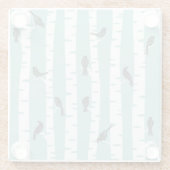 Patroon met vogels en bomen glazen onderzetter (Achterkant)